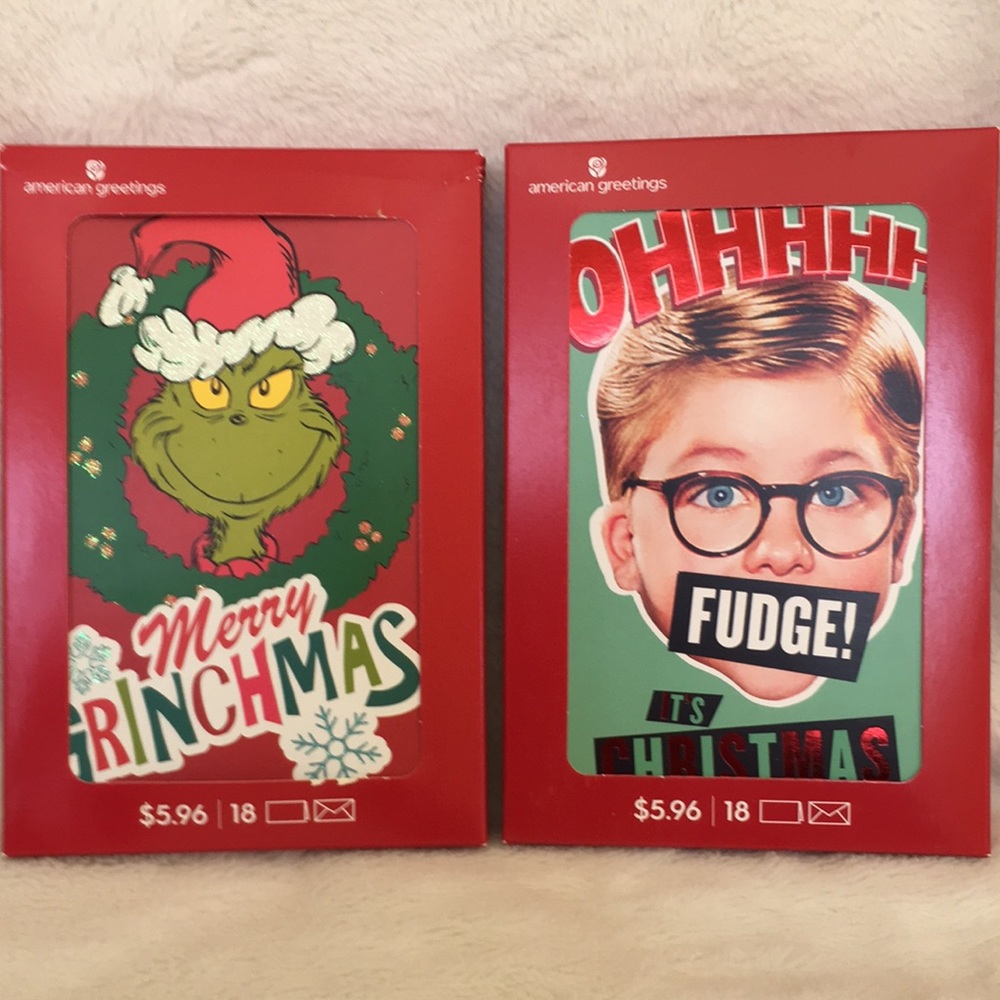 NWT American Greetings Grinch Christmas Cards Two Boxes (36 cards& envelopes )